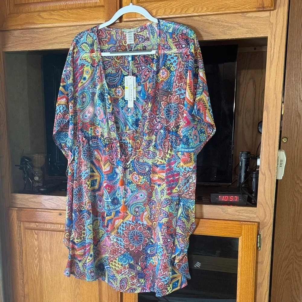 Bleu Rod Beattie Multicolor Paisley Blouse size M
